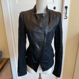 Black PU leather and canvas jacket size L